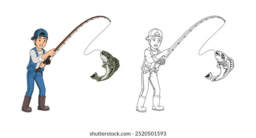 Fishing Cartoon Character Design Illustration vector eps format suitable for your design needs logo illustration animation etc