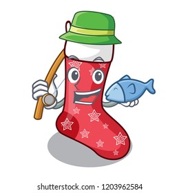 Fishing cartoon christmas sock homemade fur red