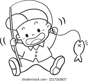 fishing cartoon doodle kawaii anime coloring page cute illustration drawing clipart character chibi manga comics