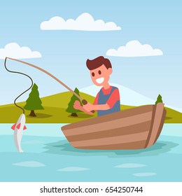 Fishing cartoon illustration poster design