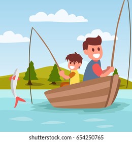 Fishing cartoon illustration poster design