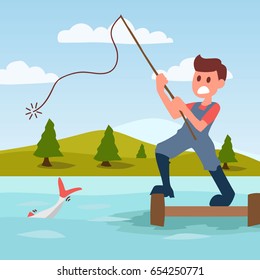 Fishing cartoon illustration poster design