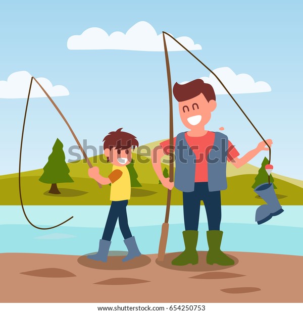 Fishing Cartoon Illustration Poster Design Stock Vector (Royalty Free ...