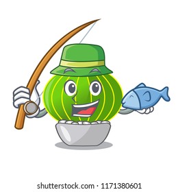 Fishing cartoon notocactus fuscus with beautiful spines