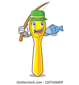 Fishing cartoon plastic spoon on the plate