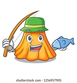 Fishing cartoon summer female in a skirt.