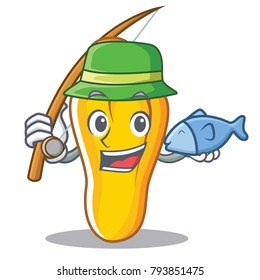 Fishing cashew mascot cartoon style