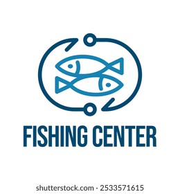 fishing center flat minimalist logo design