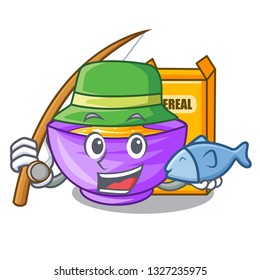 Fishing cereal box in the shape mascot