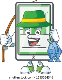Fishing up chart vertical tablet on white background