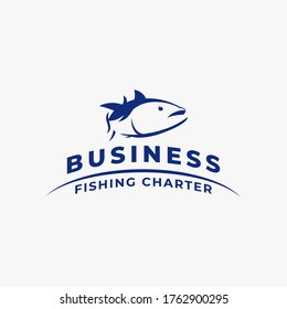 Fishing Charter Logo Template Isolated on White Background, Vector Illustration EPS10. Luxury, Simple