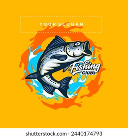 Fishing Club. Bass fish logo.illustration. 