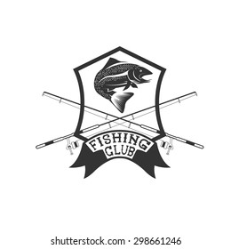fishing club crest with trout