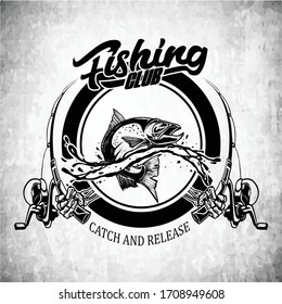 Fishing club design black and white style 