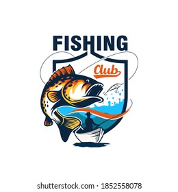 fishing club illustration template for logo,t shirt print,emblem,poster.
