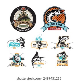 Fishing club logo design vector illustration