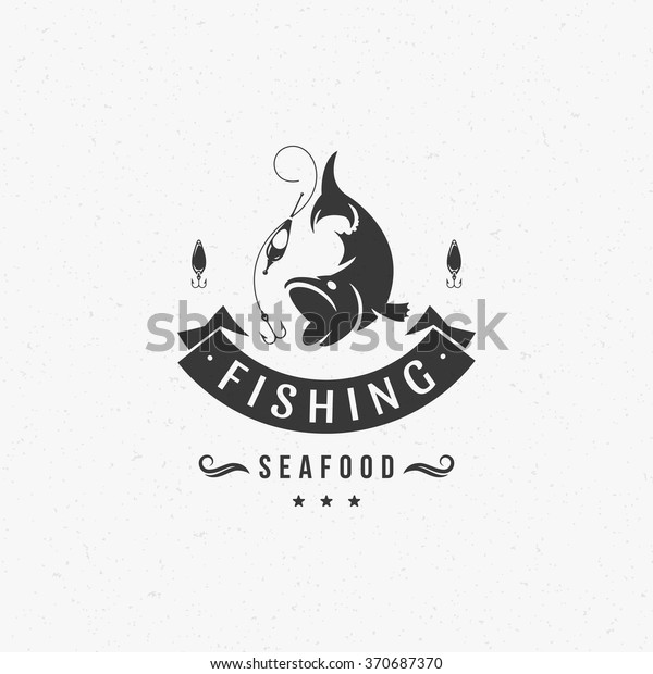 Fishing\
Club Logo Template. Two Fish and Hook Silhouette Isolated On White\
Background. Vector object for Labels, Badges, Logos. Fish Logo,\
Fisher Logo, Fish Silhouette, Hook\
Silhouette.