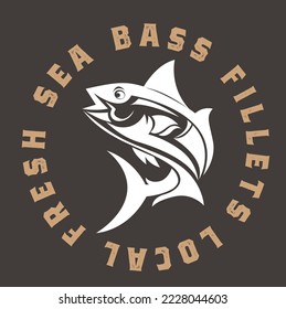 Fishing Club or restaurant Logo Template. Two Fish Silhouette Isolated . Vector object for Labels, Badges, Logos. Fish Logo, Fisher Logo, Fish Silhouette.