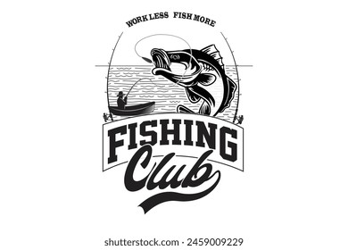 fishing club t-shirt design vector, this is a editable vector file.
