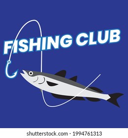 Fishing club vector illustration for your personal and company logo. Modern fish brand identity, poster, banner and print. Fish mascot character.