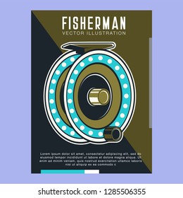 Fishing club vintage logo design, emblem of the trout fishermen, grange print stamps, fisher typography emblem, Vector