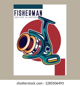 Fishing club vintage logo design, emblem of the trout fishermen, grange print stamps, fisher typography emblem, Vector