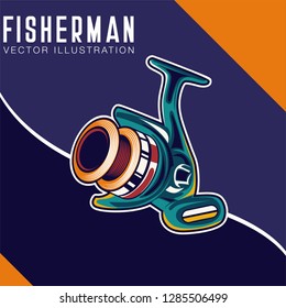 Fishing club vintage logo design, emblem of the trout fishermen, grange print stamps, fisher typography emblem, Vector