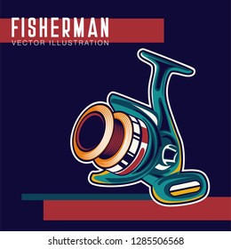 Fishing club vintage logo design, emblem of the trout fishermen, grange print stamps, fisher typography emblem, Vector