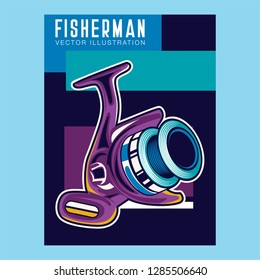 Fishing club vintage logo design, emblem of the trout fishermen, grange print stamps, fisher typography emblem, Vector