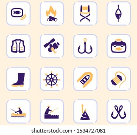 Fishing color vector icons for user interface design