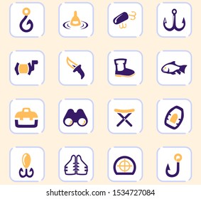 Fishing color vector icons for user interface design