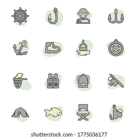 Fishing color vector icons for user interface design
