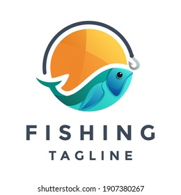 fishing colorful gradient logo design