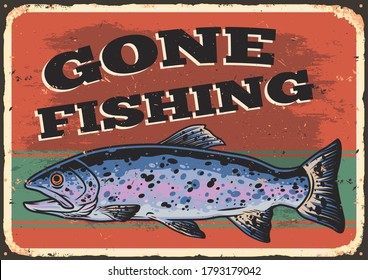 Fishing colorful template with rainbow trout and lettering in vintage style vector illustration
