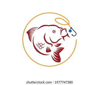 fishing company logo template in vintage style
