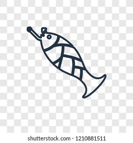 Fishing concept vector linear icon isolated on transparent background, Fishing concept transparency concept in outline style