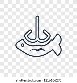 Fishing concept vector linear icon isolated on transparent background, Fishing concept transparency concept in outline style