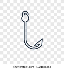 Fishing concept vector linear icon isolated on transparent background, Fishing concept transparency concept in outline style