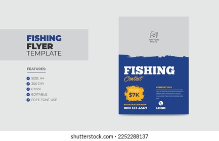 Fishing contest flyer template editable fishing poster design 