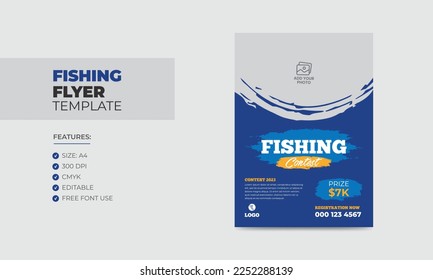 Fishing contest flyer template editable fishing poster design 