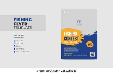 Fishing contest flyer template editable fishing poster design 