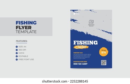 Fishing contest flyer template editable fishing poster design 