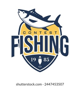 Fishing contest logo emblem design illustration