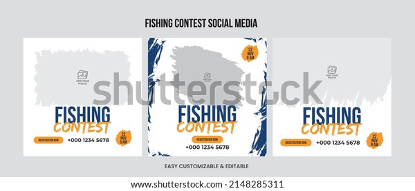 Fishing contest social media post template. Fishing\
social media web banner\
