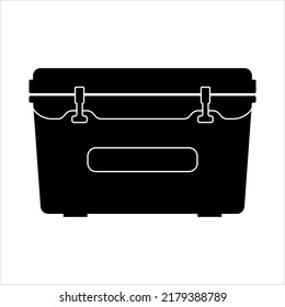 Fishing Cooler Icon, Fishing Box Icon, Portable Ice Chest, Ice Box, Cool Box, Chilly Bin Vector Art Illustration