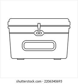 Fishing Cooler Icon, Fishing Box Icon, Portable Ice Chest, Ice Box, Cool Box, Chilly Bin Vector Art Illustration