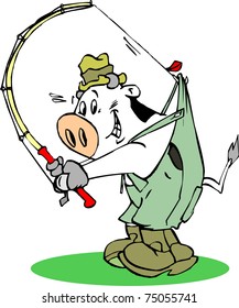 fishing cow