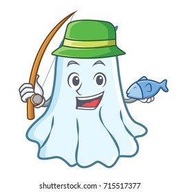 Fishing cute ghost character cartoon