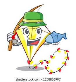 Fishing cute kite flying the on mascot