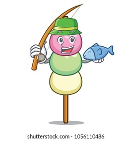 Fishing dango mascot cartoon style